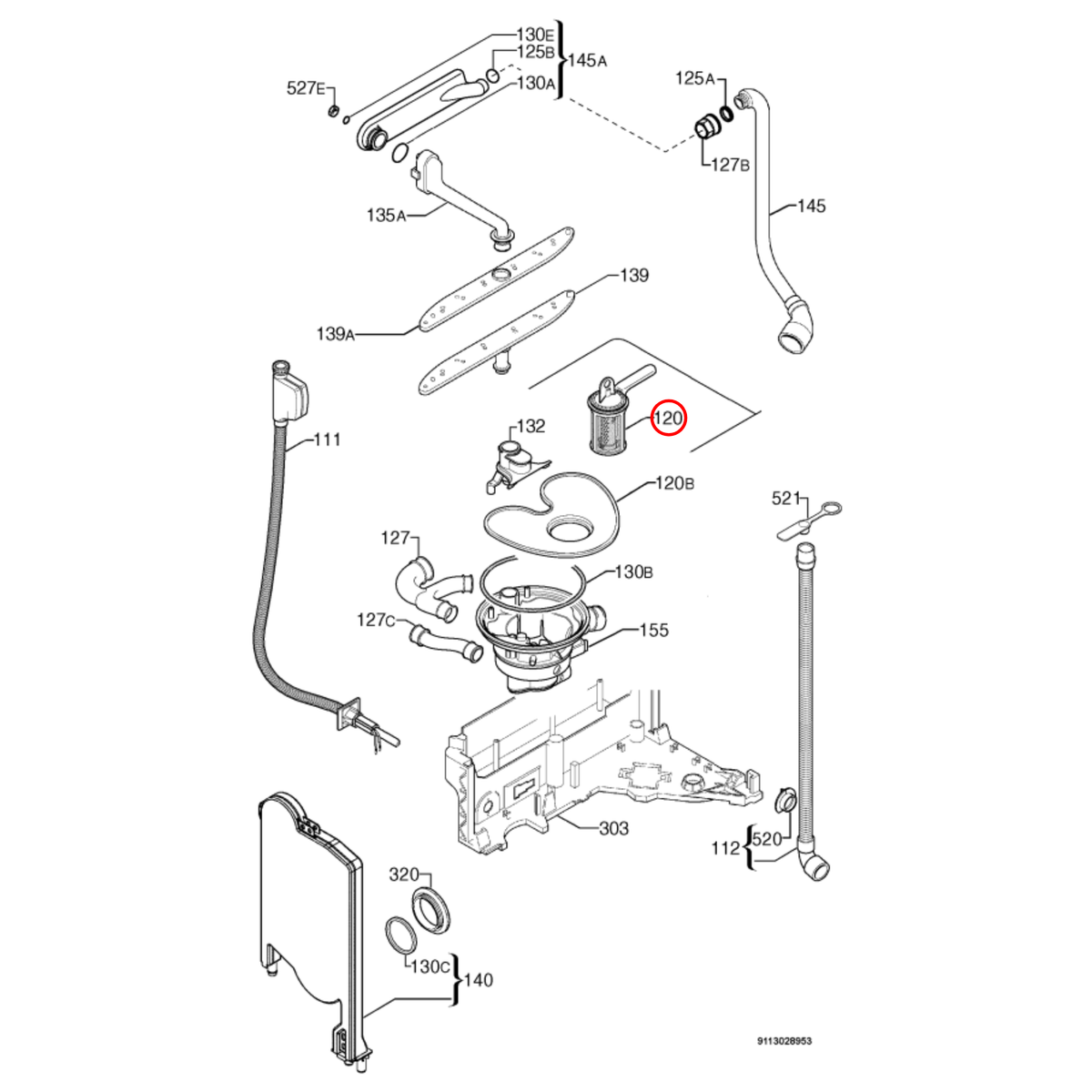 50297774007 AEG Westinghouse Dishwasher Complete Drain Filter image 4