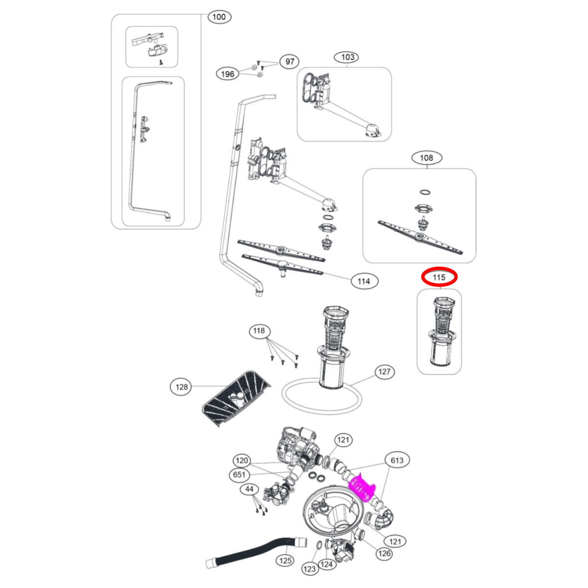 4055703872 Westinghouse Dishwasher Filter image 4
