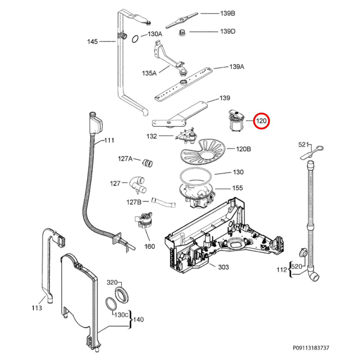 1119161105 AEG Electrolux Westinghouse Dishwasher Drain Filter image 3