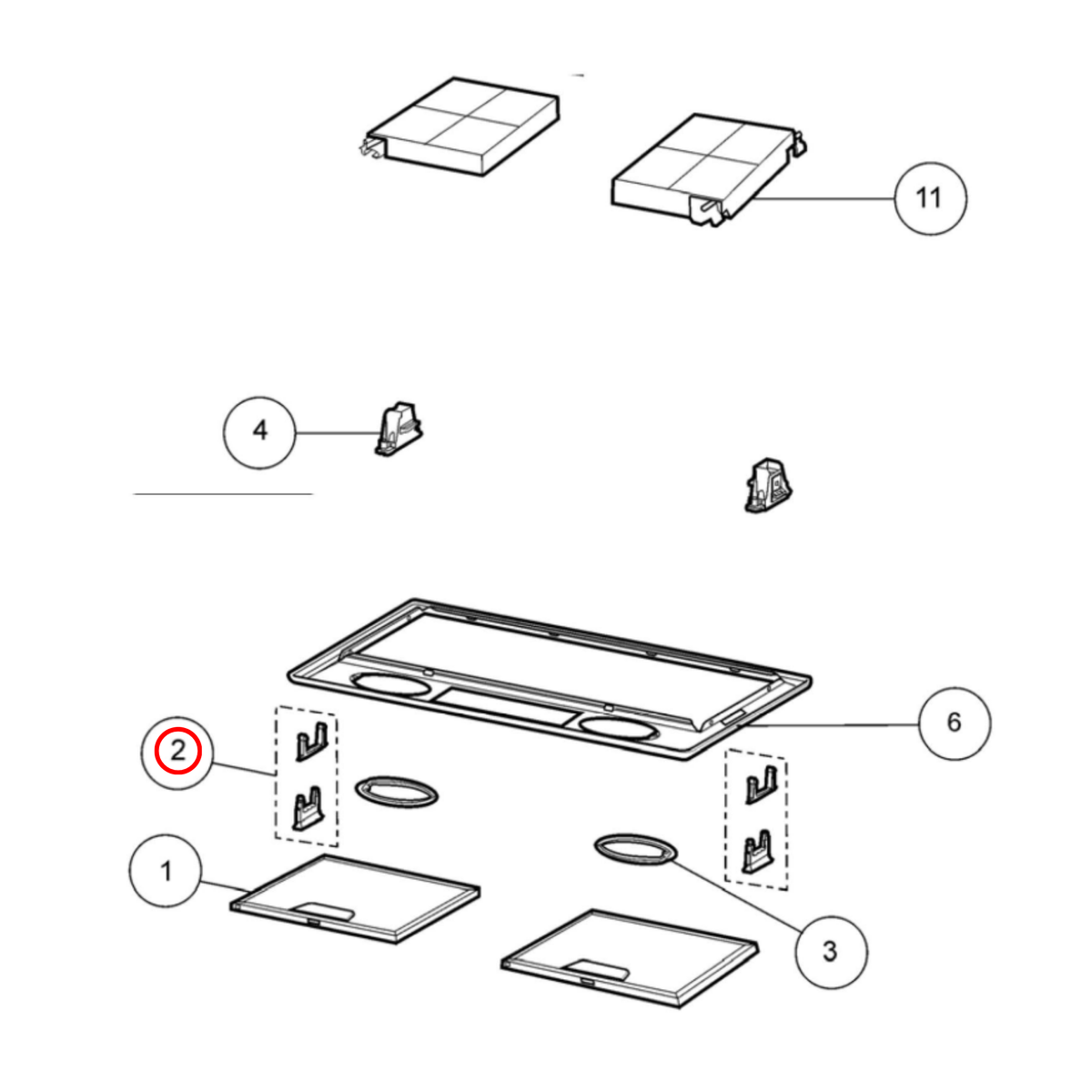 4055103826 Electrolux Westinghouse Rangehood Filter Frame Clips image 3