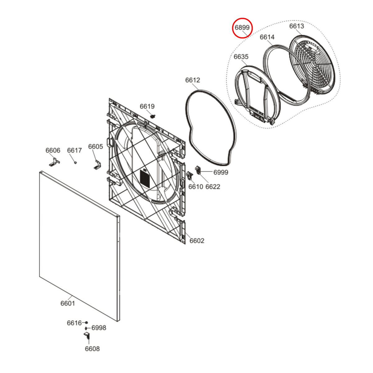 655709 Asko Tumble Dryer Door Filter Assembly image 3