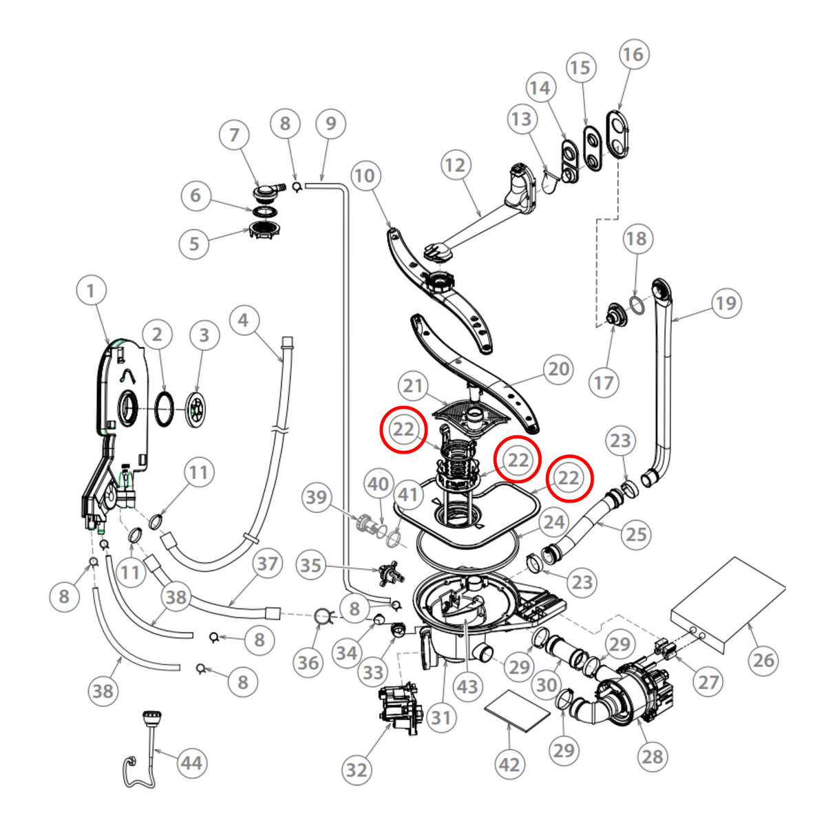 H0120801704 Fisher & Paykel Dishwasher Filter Plate Assembly image 2