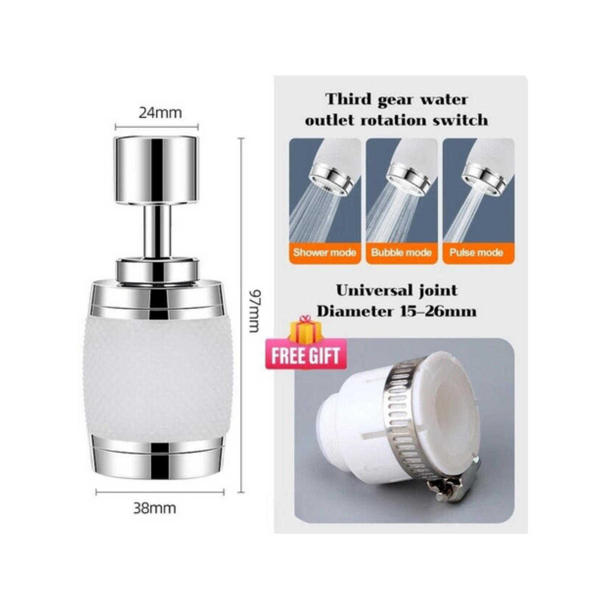 FF360 Water Kitchen Faucet Filter Aerator 360 Degree Rotable Spray image 2